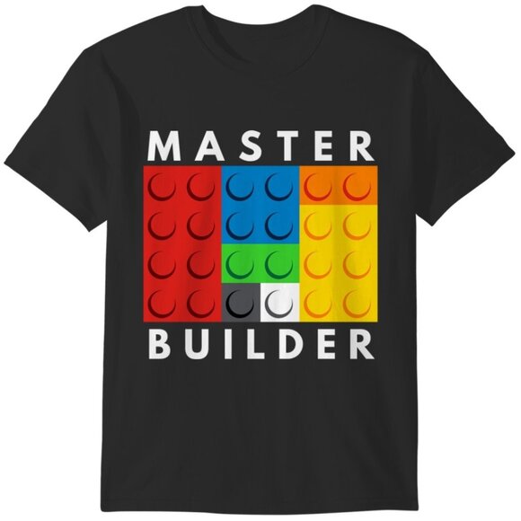 Master Builder Lego Funny Toy Inspired Construction Graphic Pop Culture T-Shirt - Picture 1 of 5